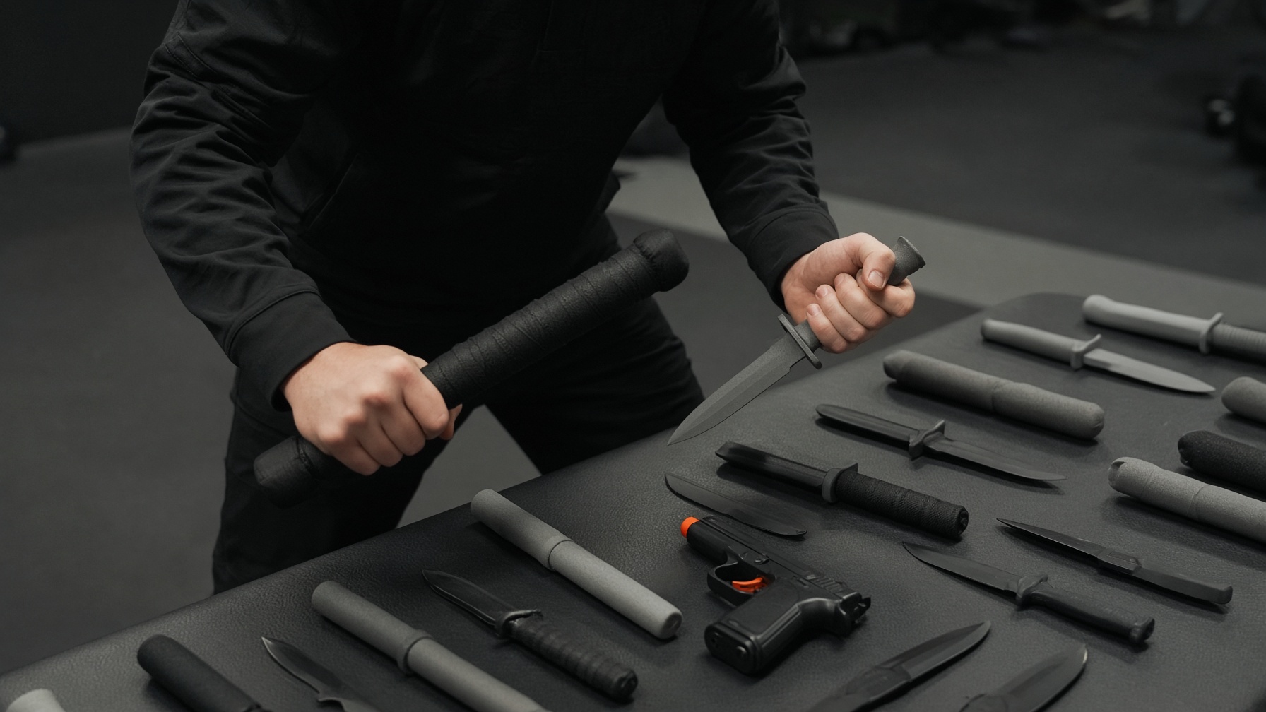 Addestramento KAPAP con armi da allenamento imbottite